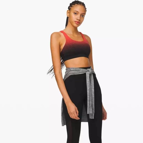 Lululemon Energy Bra Ombre Speckle Stop Jacquard EB Black Thermal Red (Size 6) - Picture 6 of 13